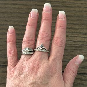 DISNEY Elegant 925 Crown Topaz and CZ Ring Sz 7